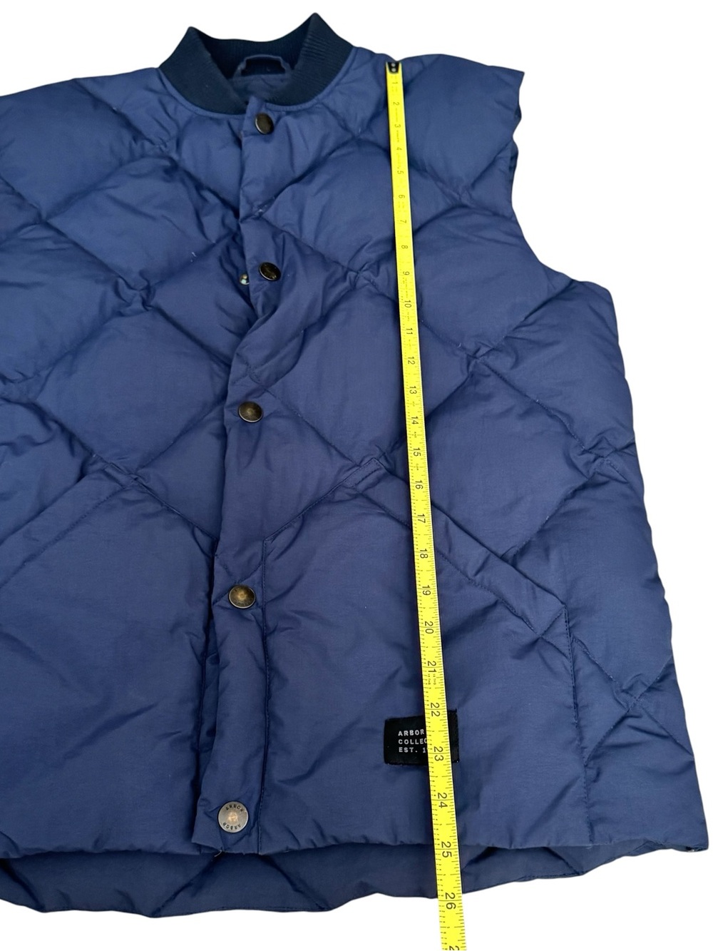 Arbor Collective Puffer Vest Mens Medium Blue Quilted Snap Front Jacket - Picture 5 of 8